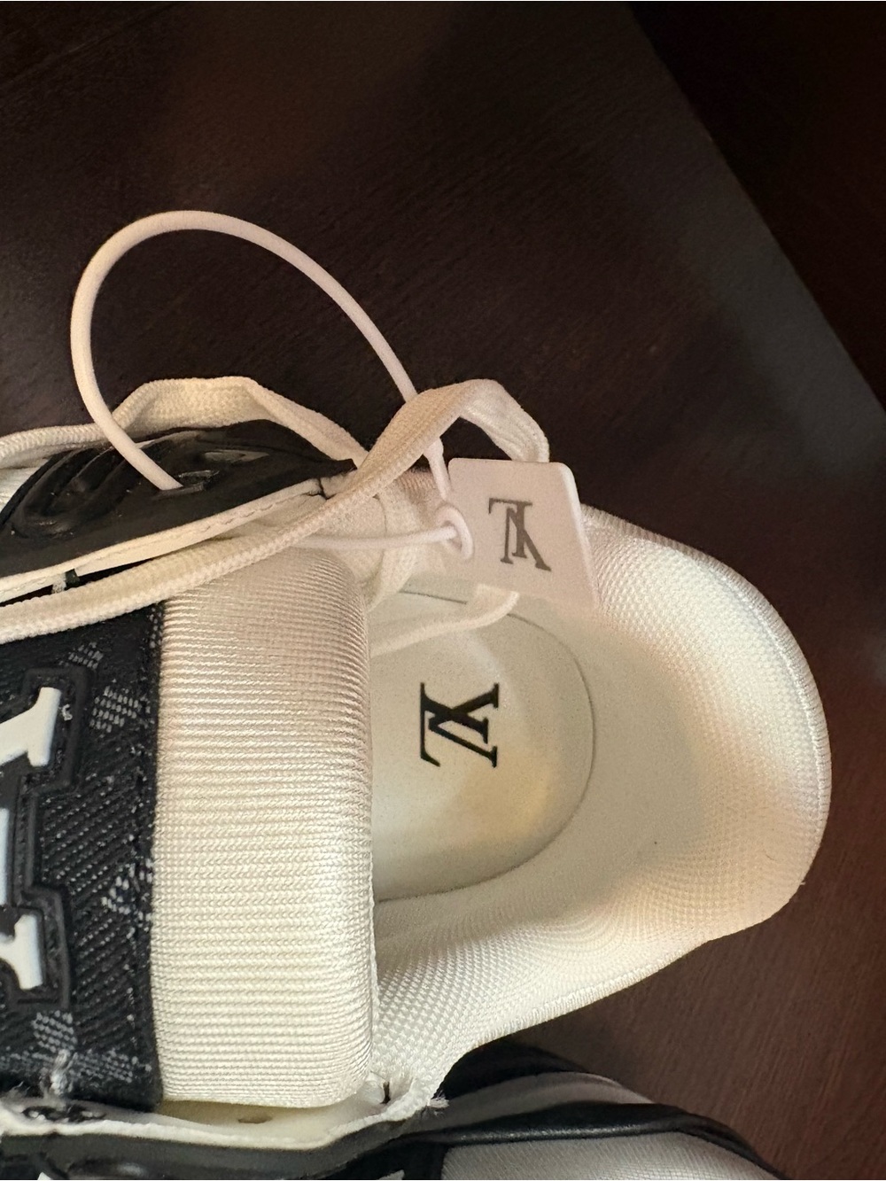 Louis Vuitton Men’s Black & White Monogram LV Low-Top Sneakers - Picture 8 of 9